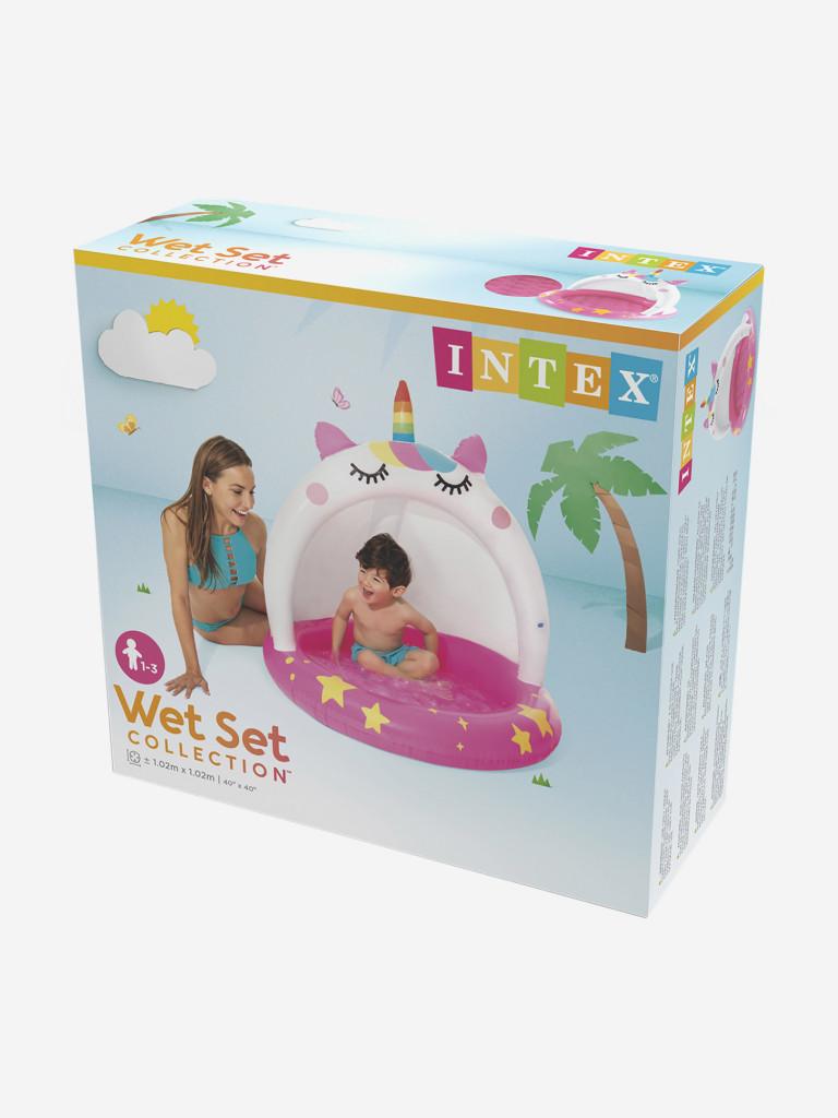 Бассейн Intex 58438NP детский надувной "Единорог" 102х102см 45л