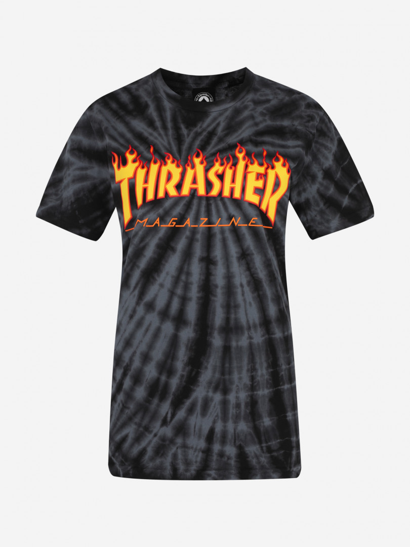 фото Футболка женская thrasher flame logo tie dye, черный