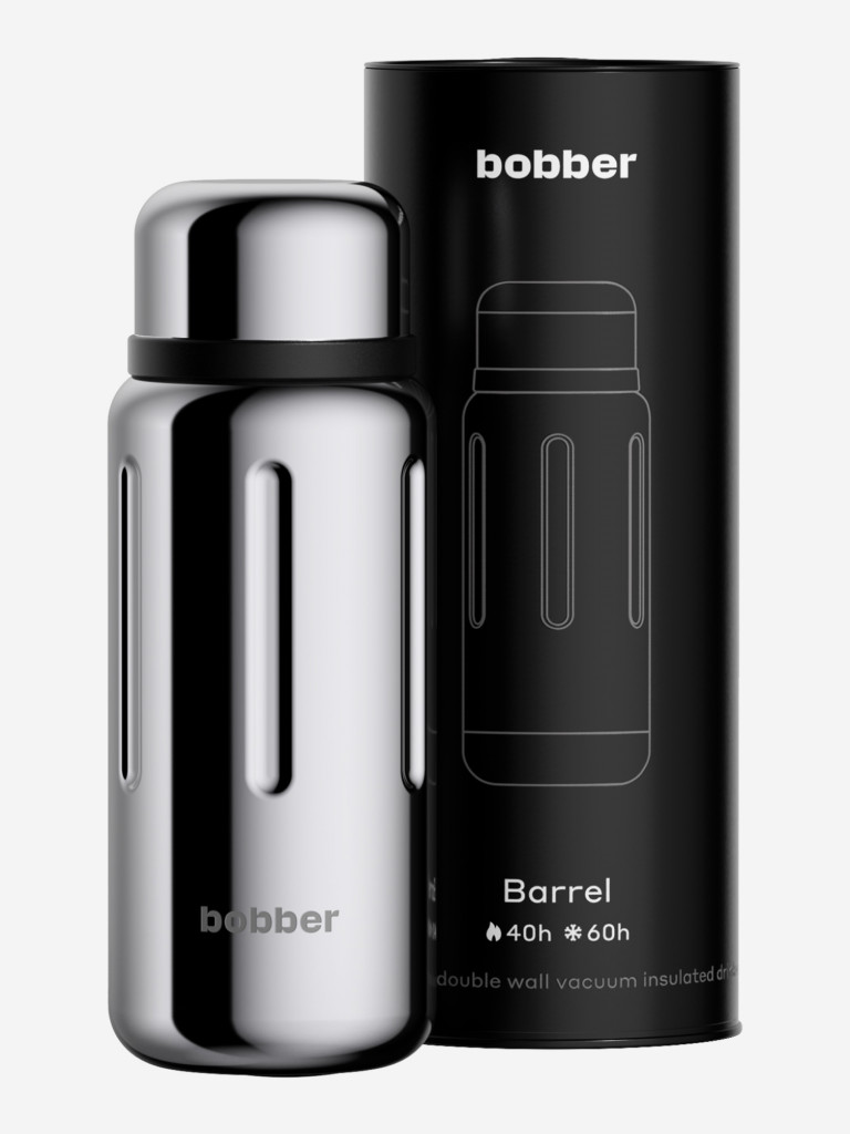 Термос вакуумный BOBBER Barrel 1 л с широким горлом и ситечком, тепло до 40 часов, зеркальный