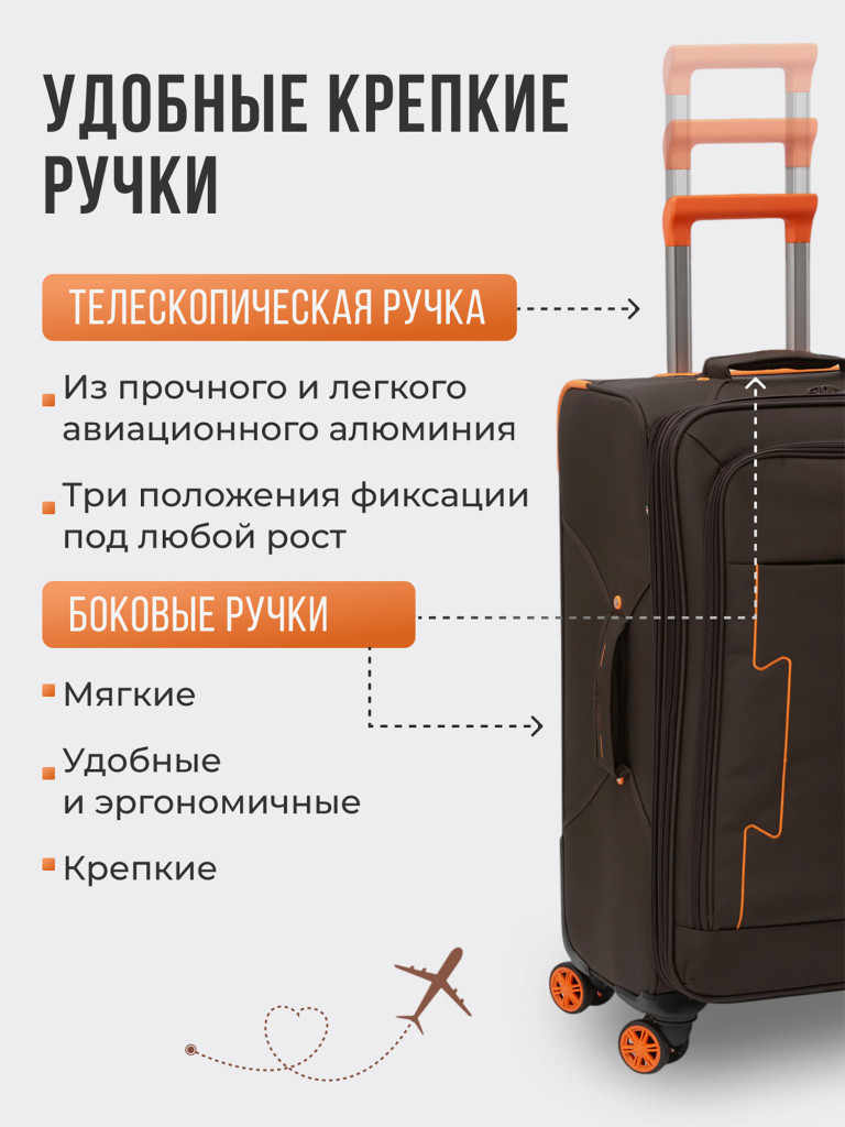 Чемодан Tevin s ручная кладь тканевый неубиваемый