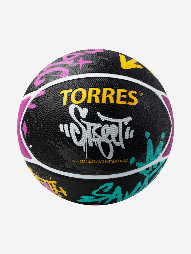 Мяч баскетбольный TORRES Street, B023107, р.7, 7 панел.резина, нейлон.корд, бут. кам., чёрно-мультик