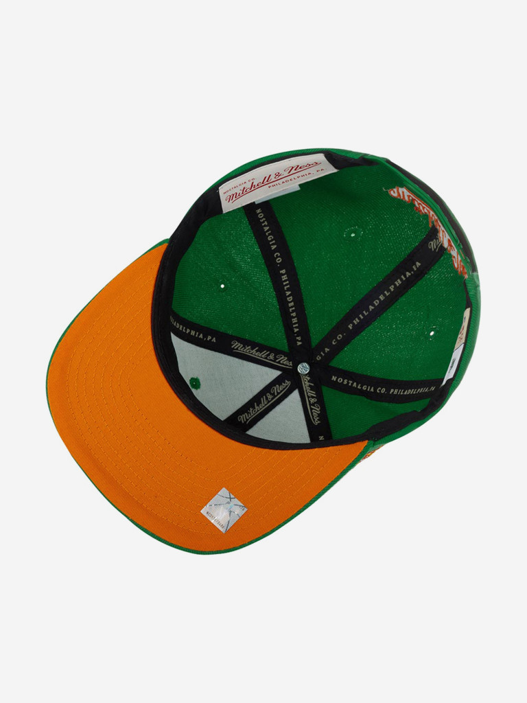 Бейсболка с прямым козырьком MITCHELL NESS 6HSSSH21296-MBUGREN Milwaukee Bucks NBA