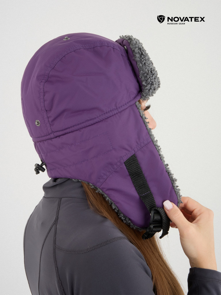 Шапка-ушанка для рыбалки и охоты Камчатка GRAYLING, фиолетовый