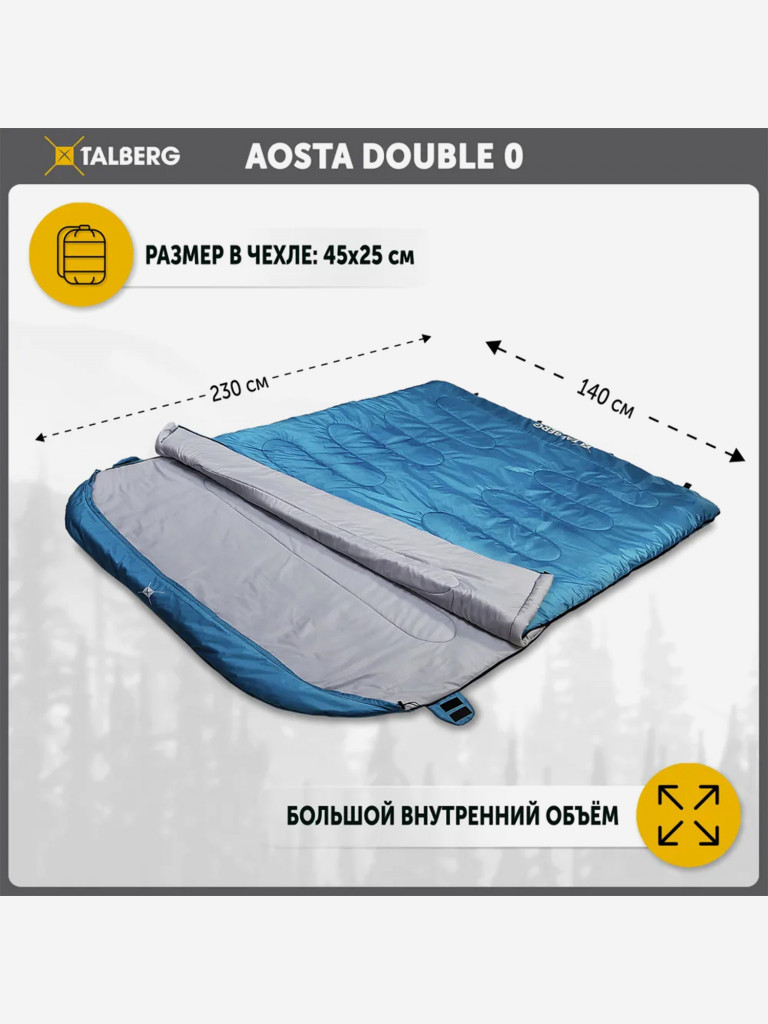 Двухместный спальный мешок Talberg AOSTA DOUBLE 0°C, голубой