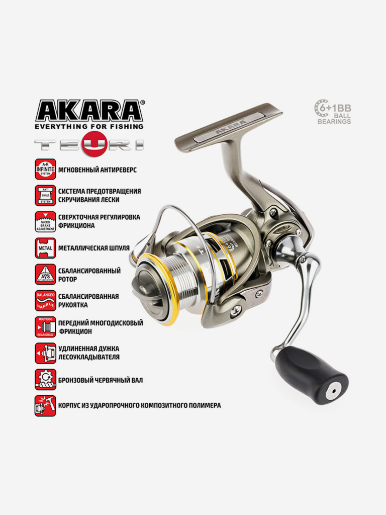 Катушка безынерционная Akara Teuri 2500 6+1 bb