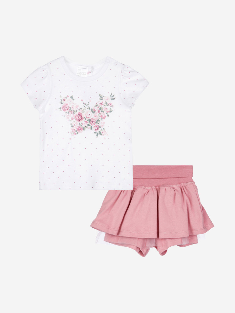 Комплект для девочек: футболка, юбка-шорты PlayToday