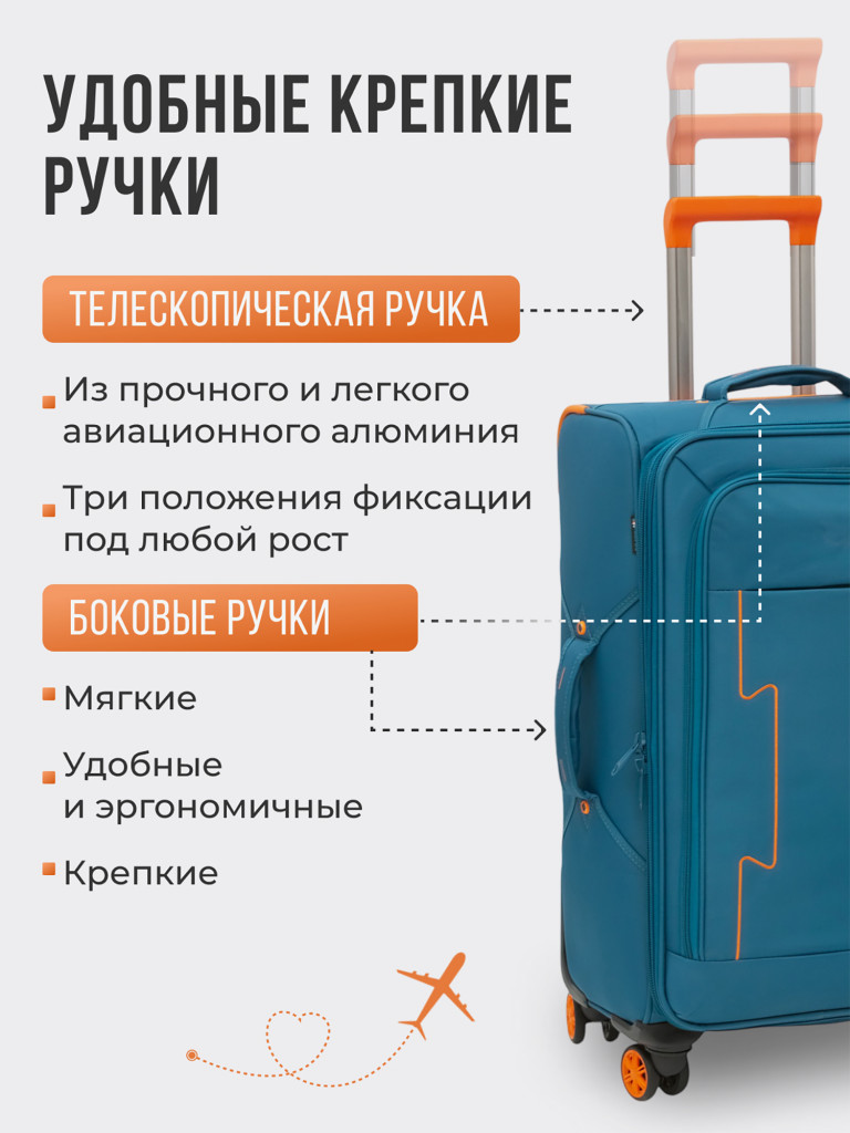 Чемодан Tevin s ручная кладь тканевый неубиваемый
