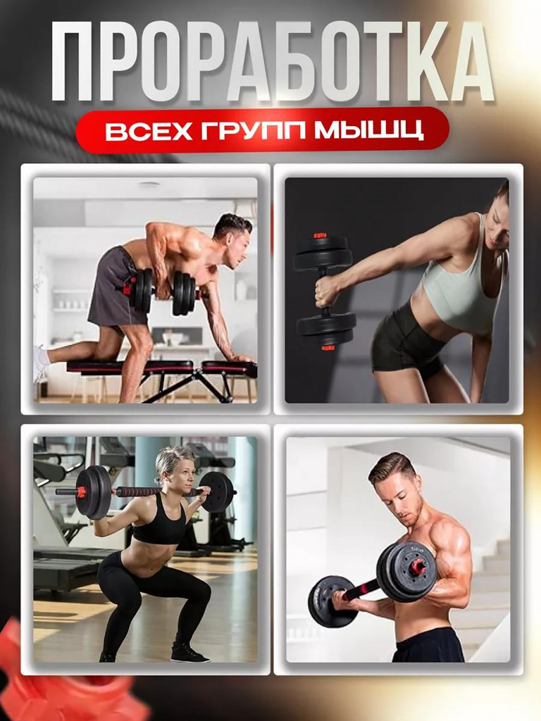 Гантели разборные FitnessLive 40 кг цвет красный
