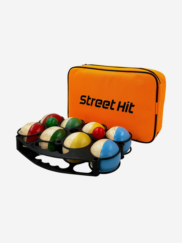 Набор для игры Street Hit Петанк, 8 шаров из дерева, красный+синий+зеленый+желтый