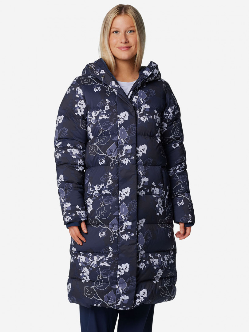 Пуховик женский Columbia Boundless Days Print Long Down Jkt, Синий