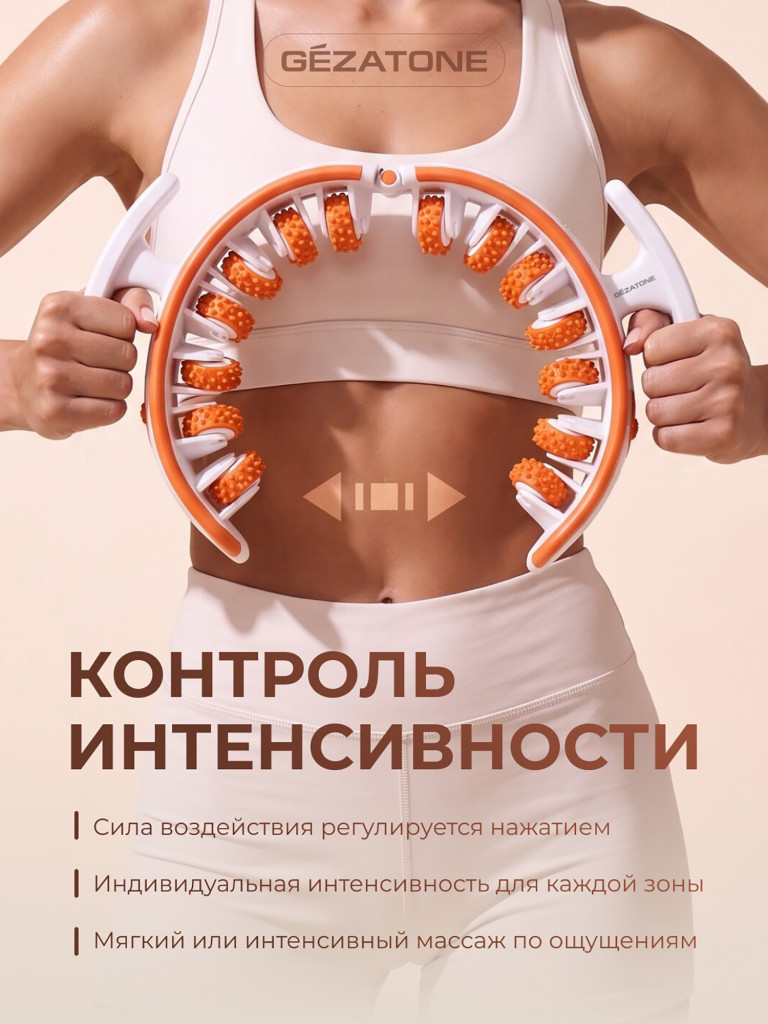 Массажер для тела антицеллюлитный роликовый ручной для похудения Gezatone AMG618