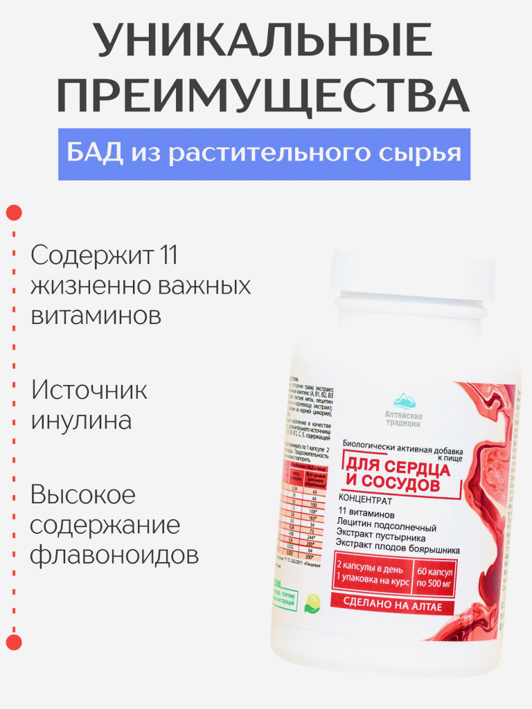 Концентрат Сердце и сосуды, 60 капсул, Простые решения