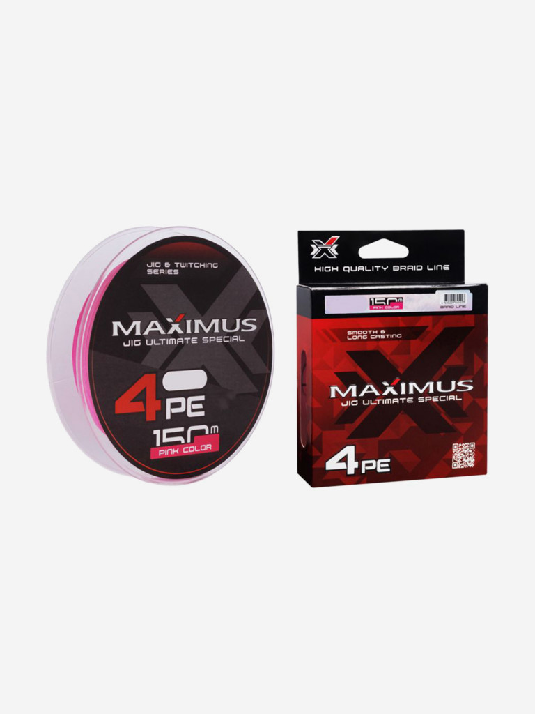 Плетеный шнур Maximus 4РЕ 150 м, розовый #0.6 (0,128 мм), 4,2 кг