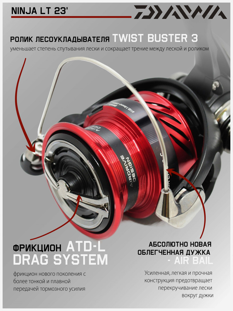 Катушка для спиннинга безынерционная Daiwa 23 Ninja LT 3000-C
