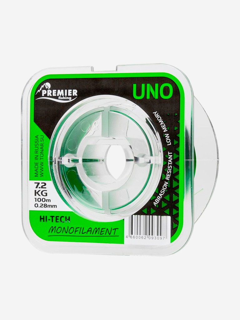 Леска для рыбалки Premier Fishing UNO Nylon 0,28мм, 100м, 7,2кг, зеленый