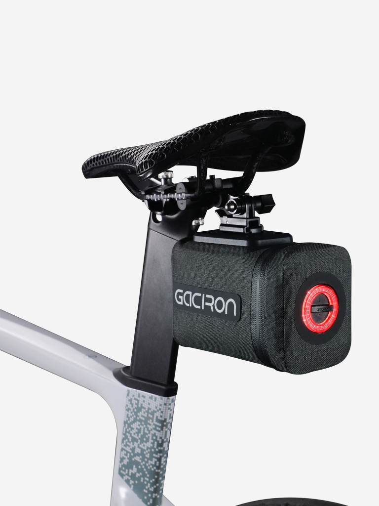 Велосумка подседельная GACIRON Birdnest-100, с умным задним фонарем 2 в 1, цвет черный