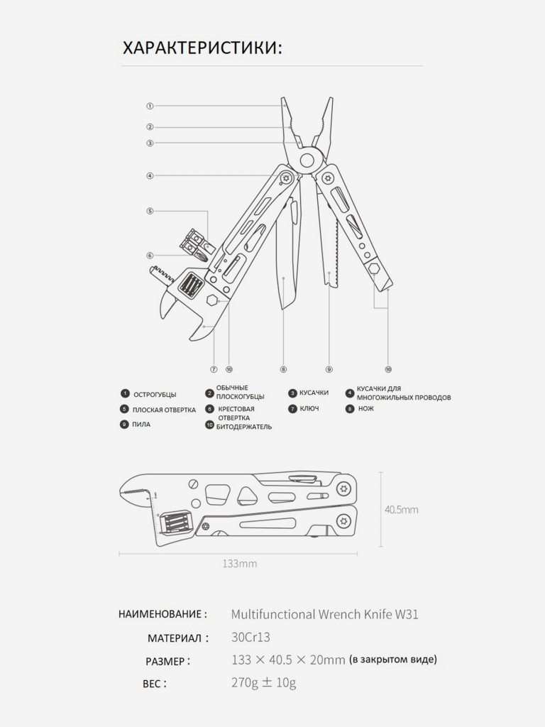 Мультитул Nextool Walker W31