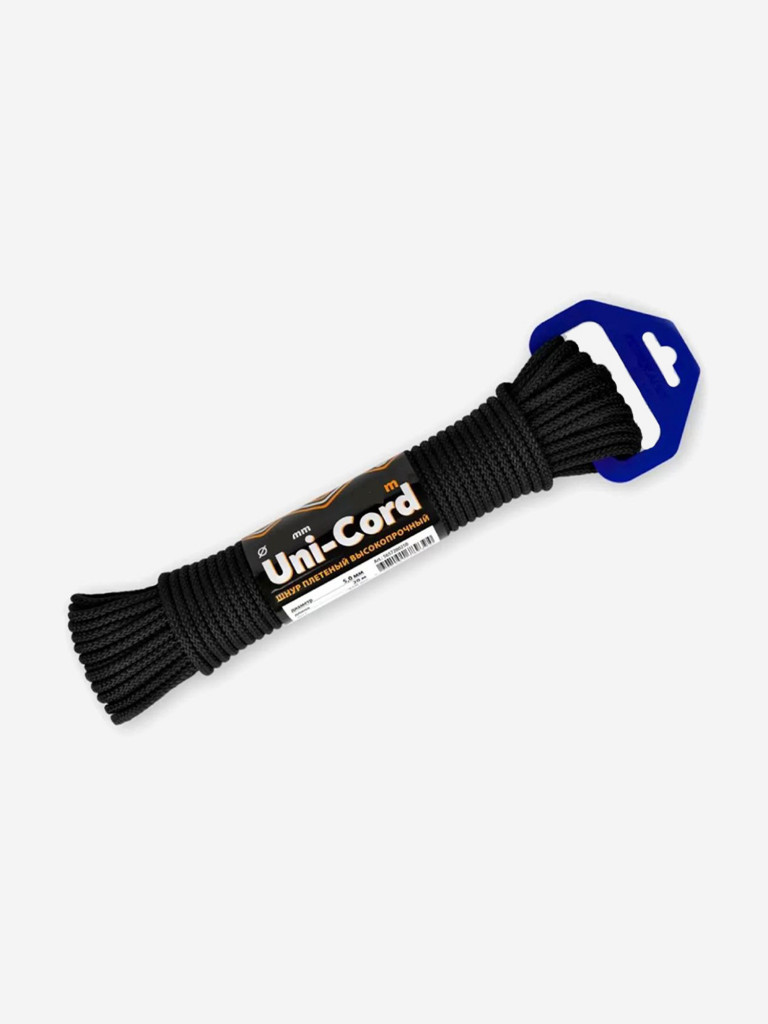 Шнур плетеный Петроканат UNI-CORD 5,0 мм (20 м) черный, евромоток
