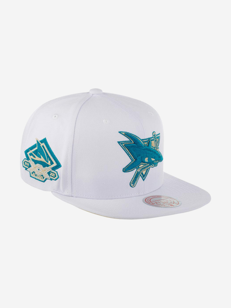 Бейсболка с прямым козырьком MITCHELL NESS HHSS5744-SJSYYPPPWHIT San Jose Sharks NHL