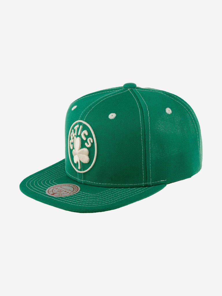 Бейсболка с прямым козырьком MITCHELL NESS HHSS6725-BCEYYPPPGREN Boston Celtics NBA