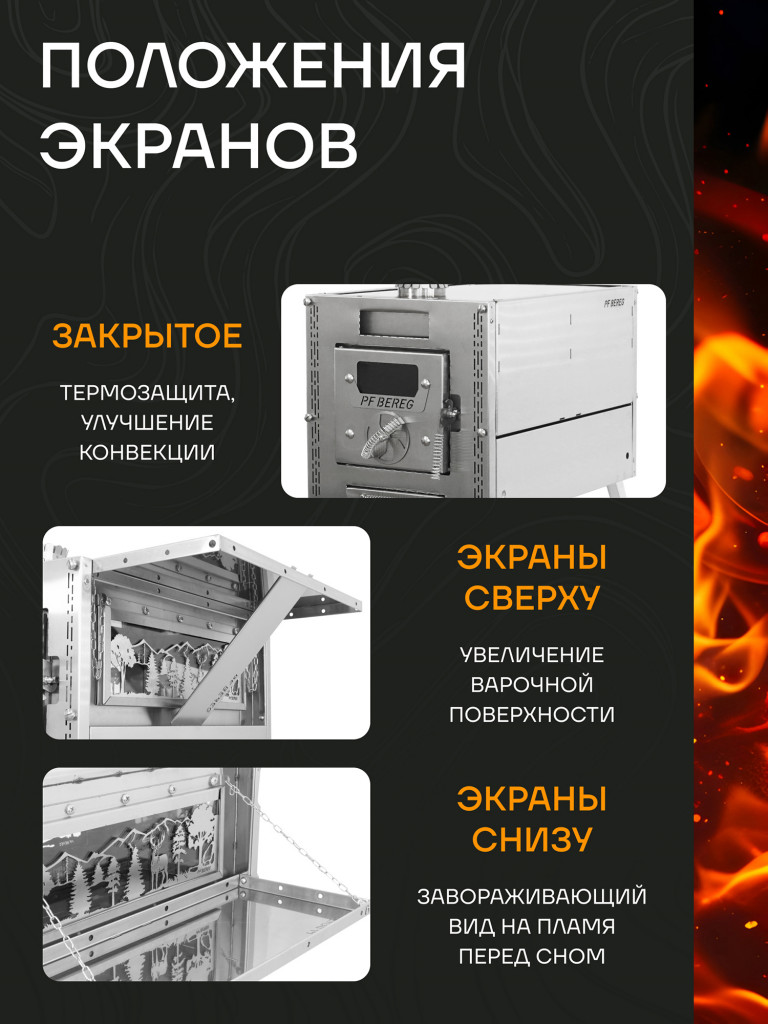 Печь для зимней палатки Камин Большой Берег, походная, туристическая