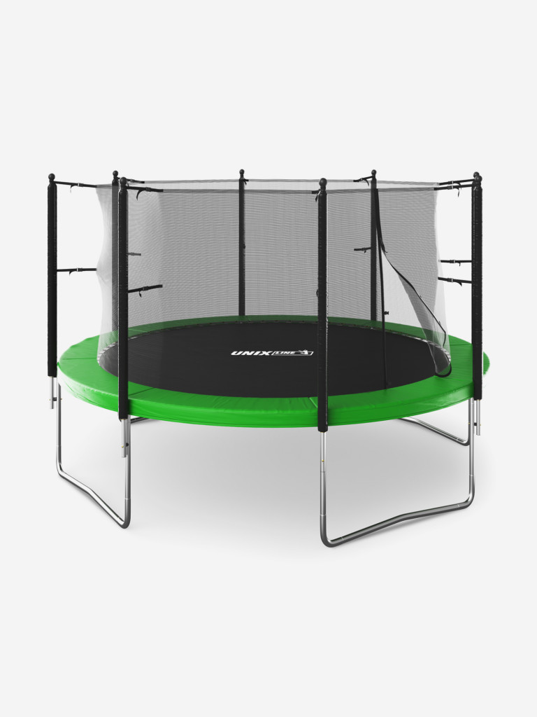 Батут каркасный UNIX Line Simple 12 ft Green с внутренней защитной сеткой, общий диаметр 366 см, до 150 кг