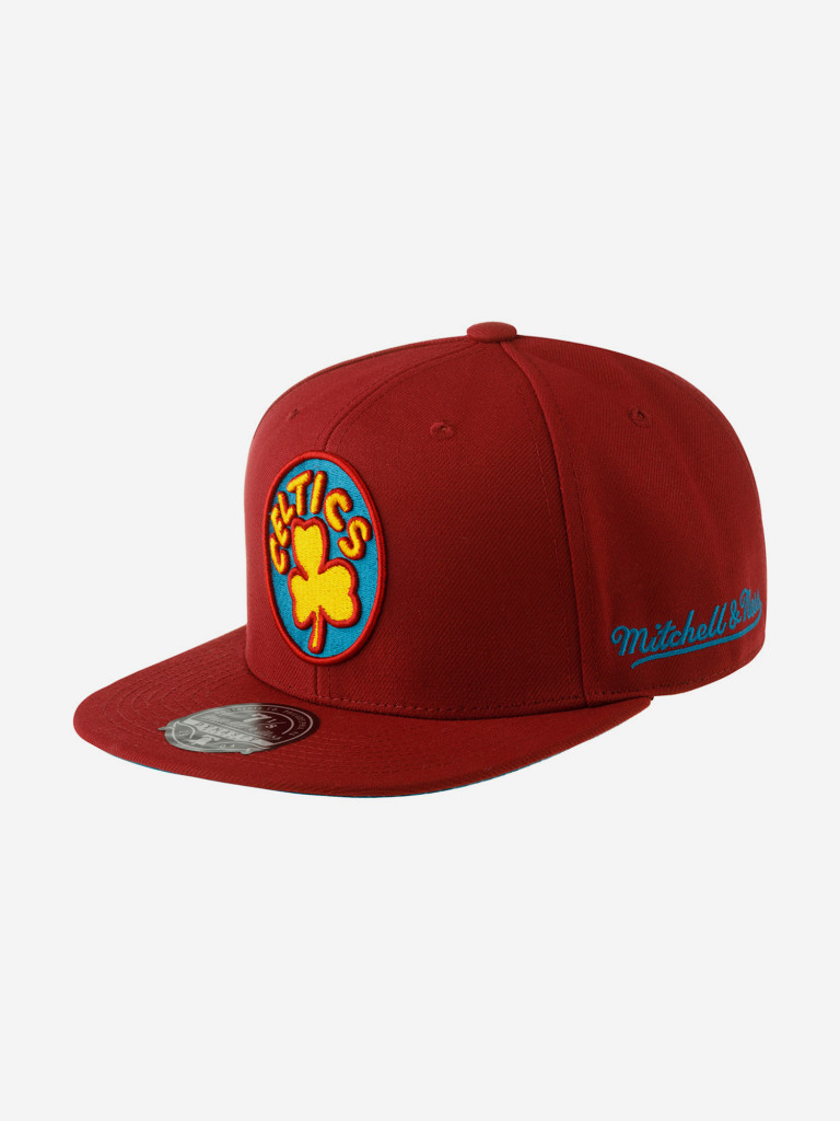 Бейсболка с прямым козырьком MITCHELL NESS 6HSFSH21251-BCECARD Boston Celtics NBA (малиновый)