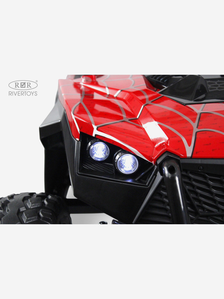 Детский электромобиль RIVERTOYS A707AA LUX NEW 4WD красный спайдер