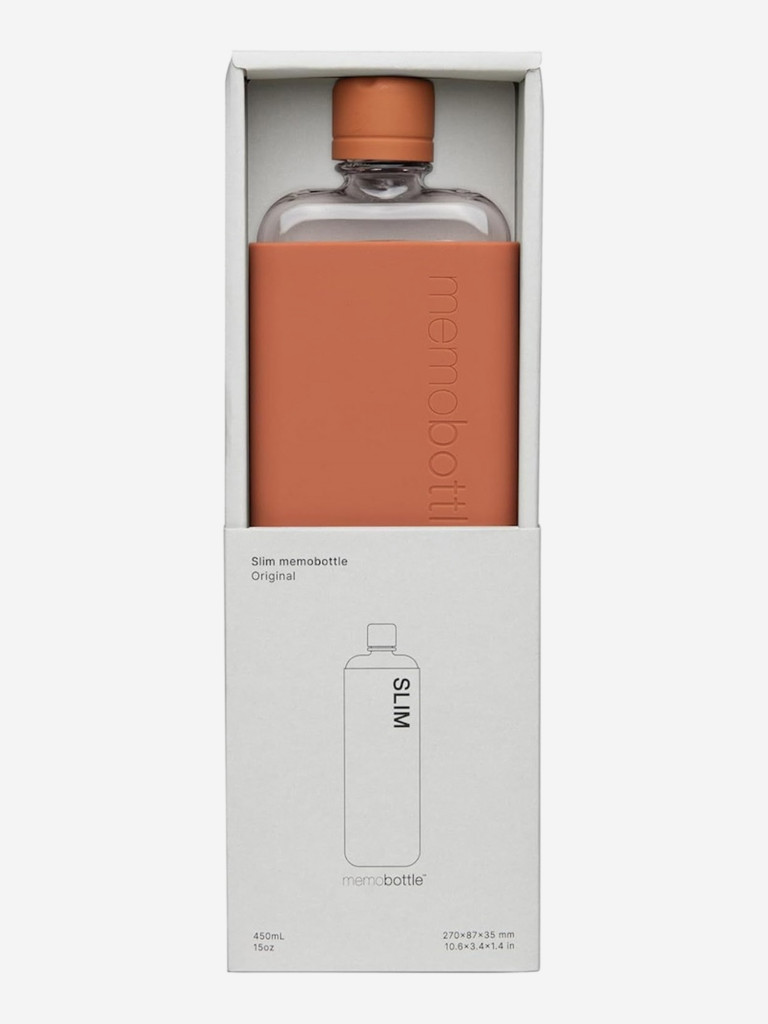 Бутылка с силиконовым чехлом Memobottle Slim, коричневый