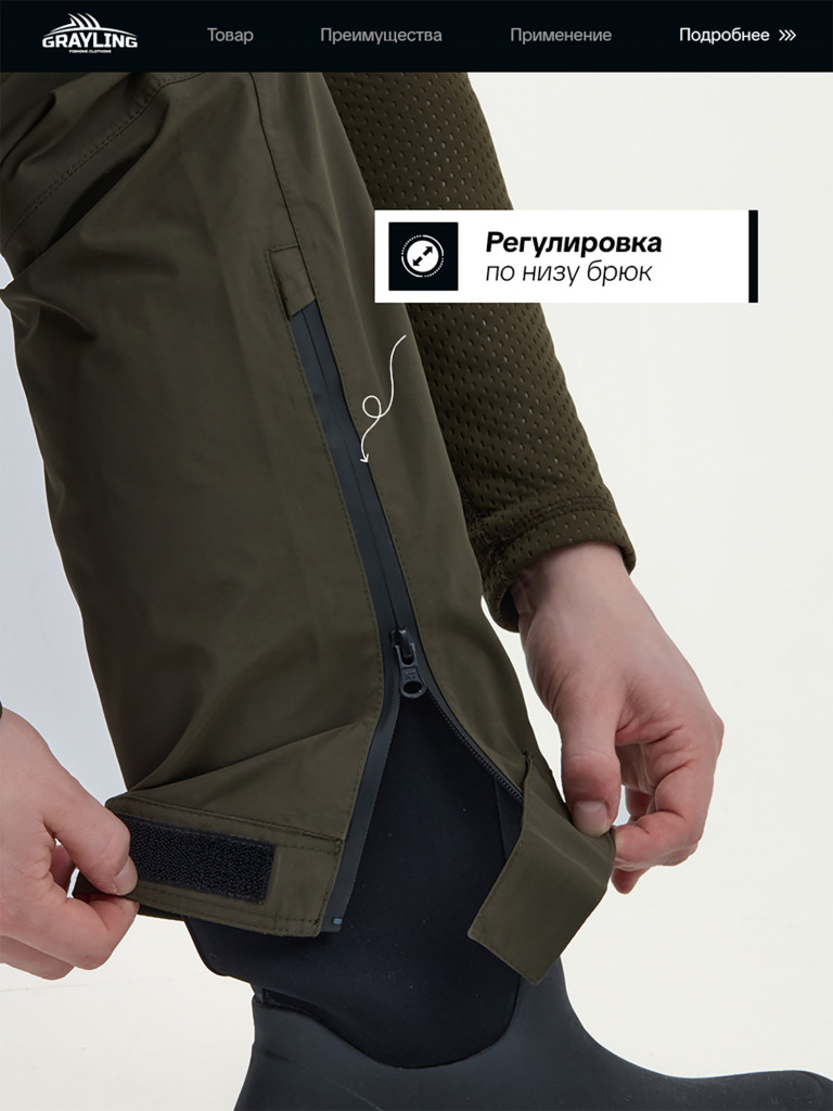 Костюм летний мембранный Тугур для рыбалки GRAYLING, хаки