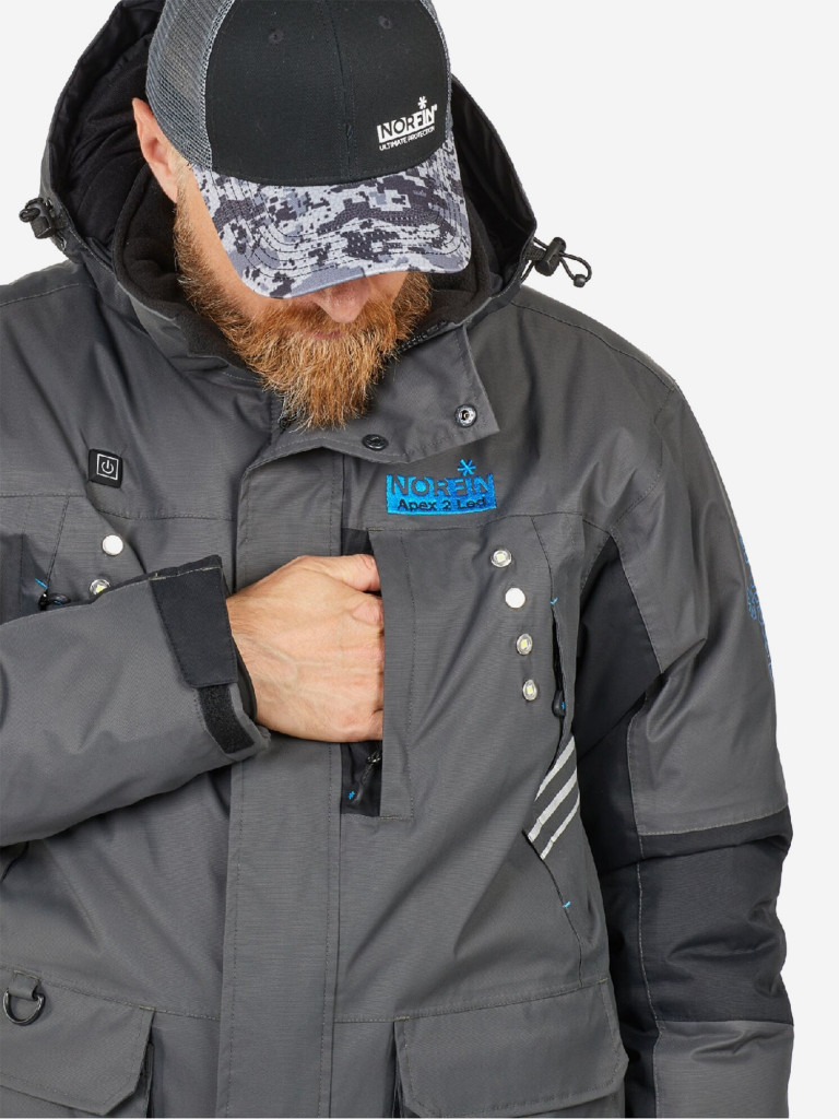 Костюм-поплавок мужской Norfin APEX 2 LED для зимней рыбалки утепленный c подсветкой