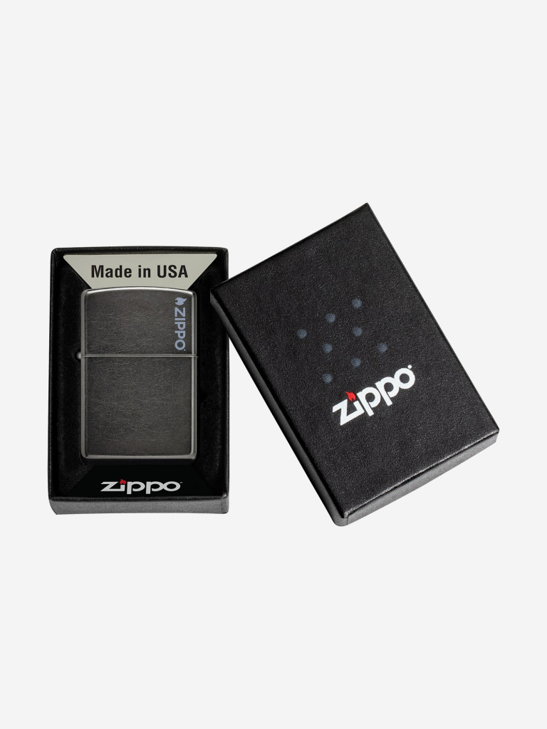Зажигалка бензиновая ветроустойчивая Zippo Logo Gray Dusk
