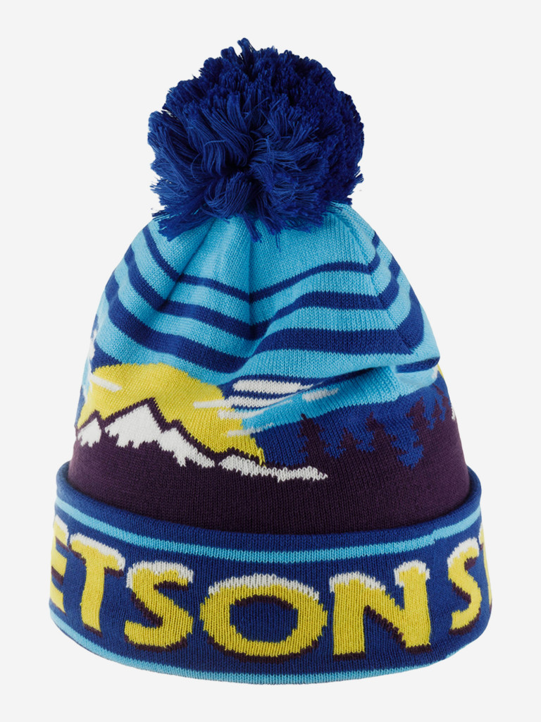 Шапка с отворотом STETSON 8599135 BEANIE POMPOM STETSON FREESTYLE (синий)