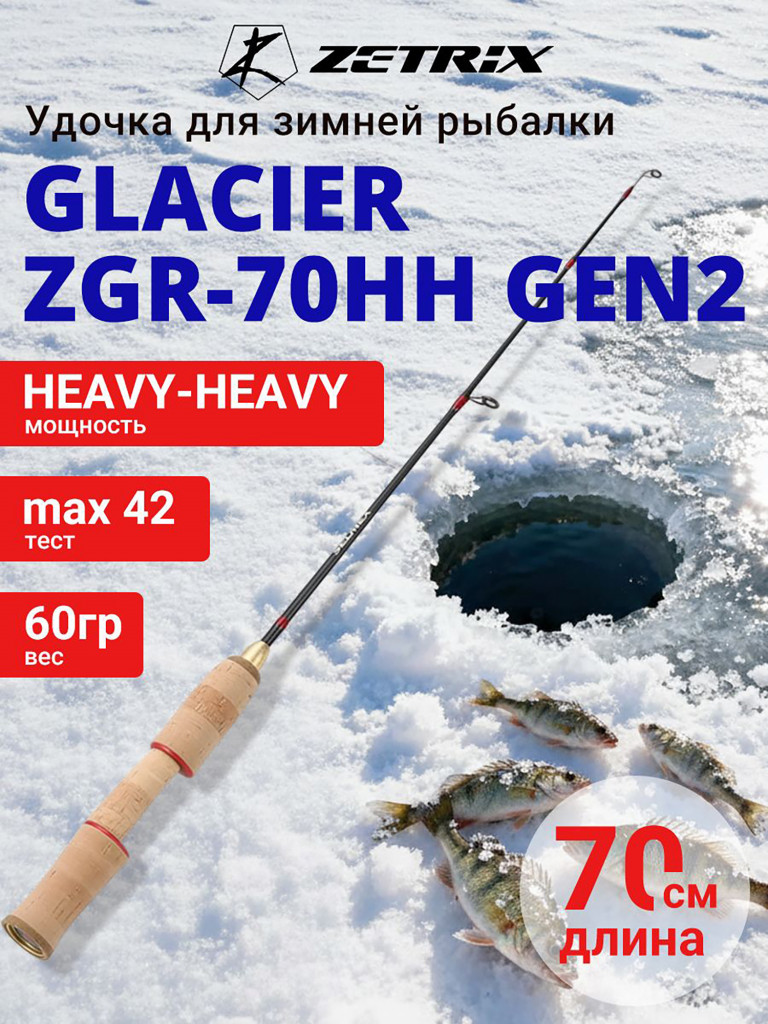 Зимняя удочка ZETRIX GLACIER ZGR-70HH GEN2 max 42g, длина - 0,7m