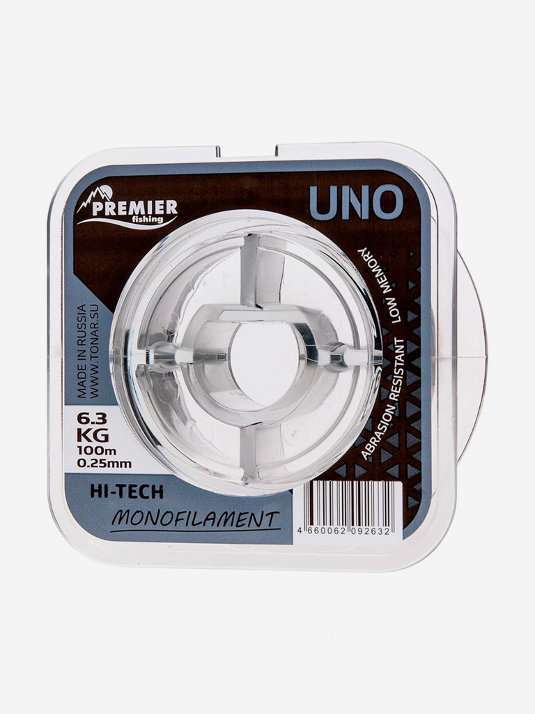 Леска для рыбалки Premier Fishing UNO Nylon 0,25мм, 100м, 6,3кг, прозрачный