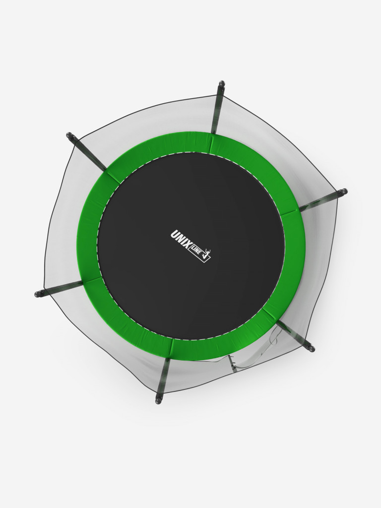 Батут каркасный UNIX Line Simple 10 ft Green с внешней защитной сеткой, общий диаметр 305 см, до 140 кг, большой, детский батут для улицы UNIXLINE