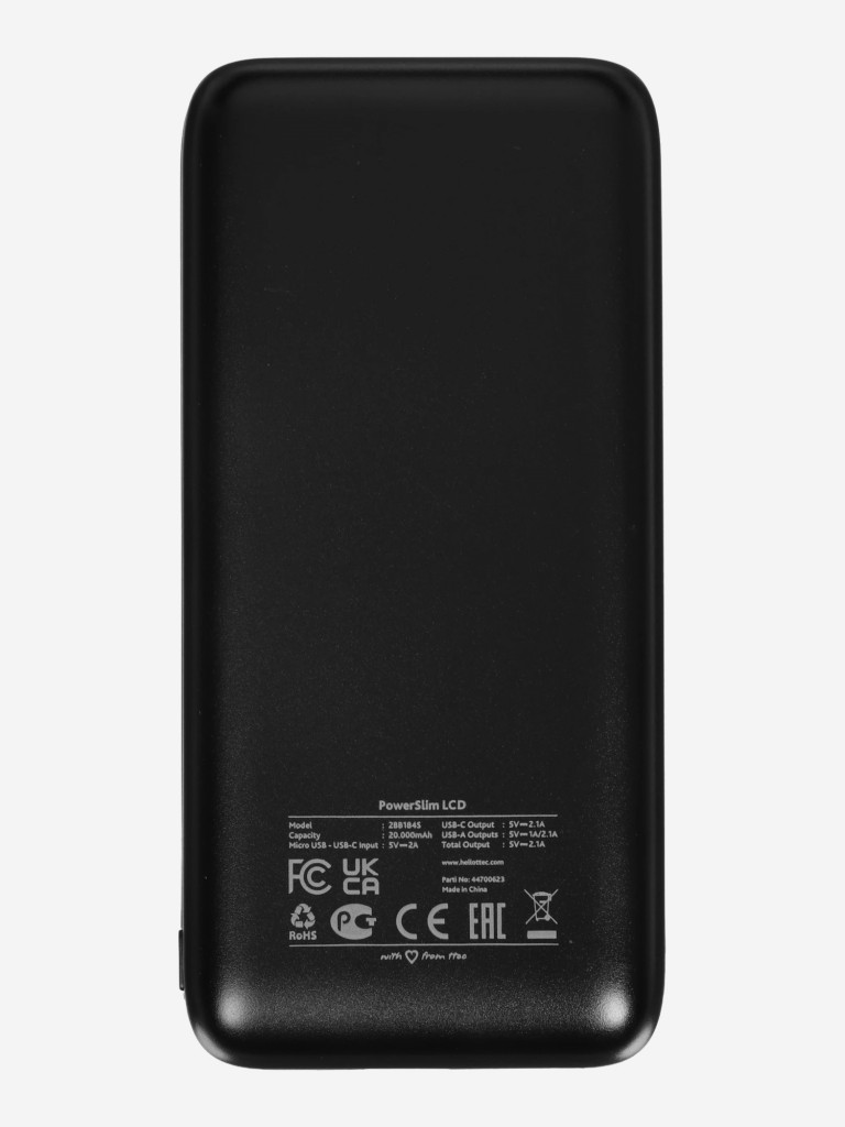 Внешний аккумулятор TTEC PowerSlim LCD 20000 mAh Powerbank With USB-C Input/Output. Цвет: черный