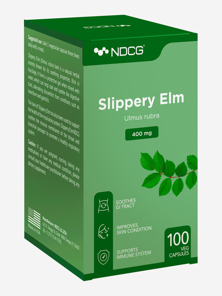 Slippery Elm Скользкий вяз (ржавый) NDCG, 400 мг, 100 капсул