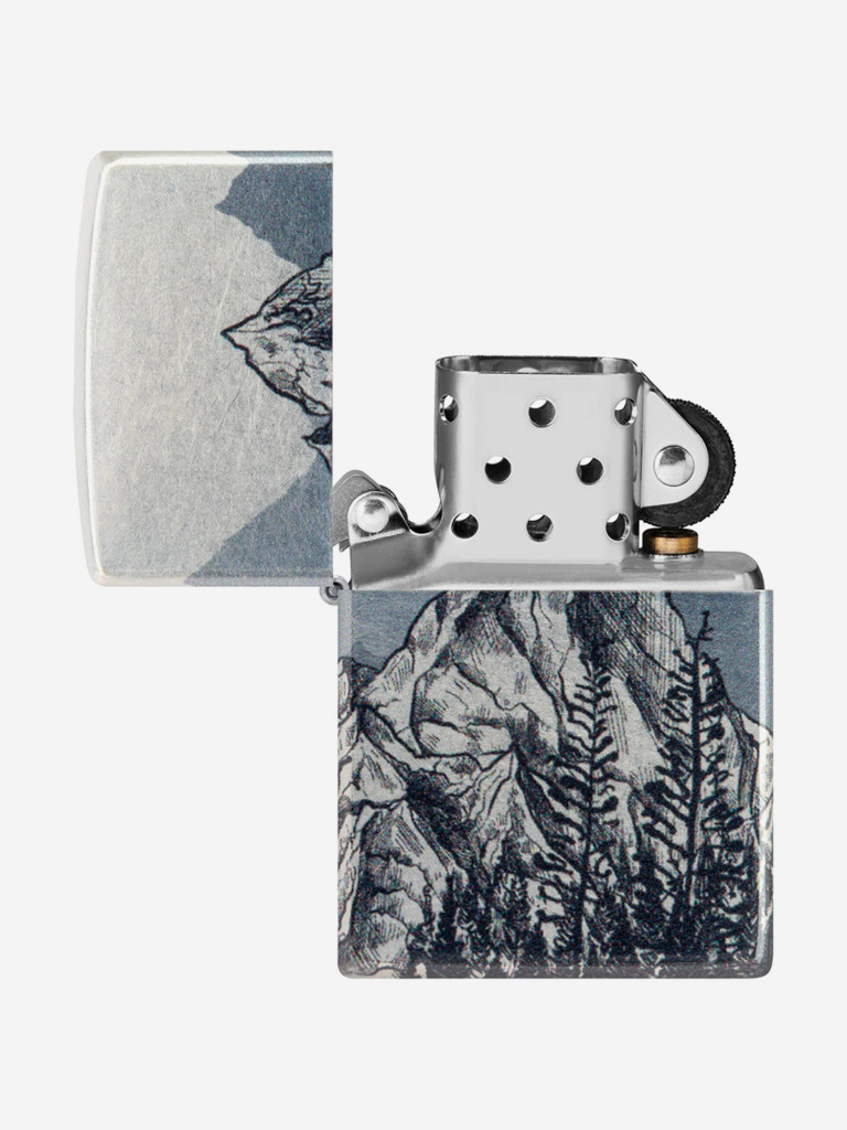 Зажигалка бензиновая ветроустойчивая Zippo Mountain Sketch 540 Tumbled Chrome