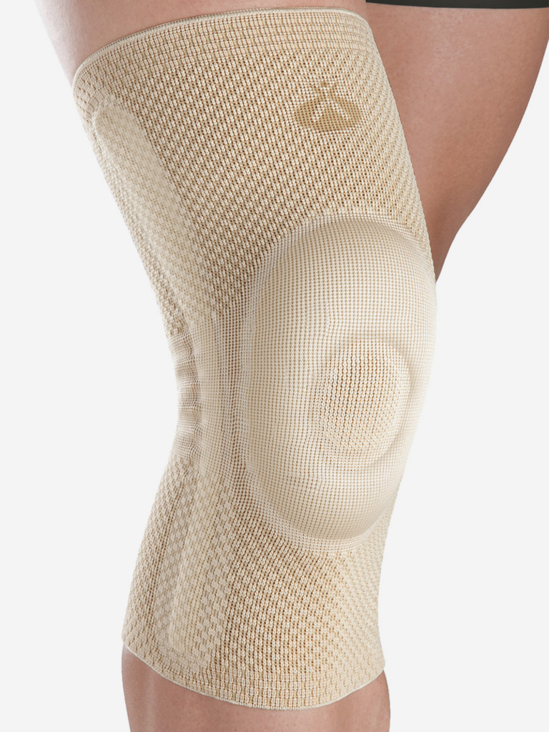 Бандаж коленный c закрытой коленной чашечкой с силиконовой подушечкой и пружинными ребрами жесткости