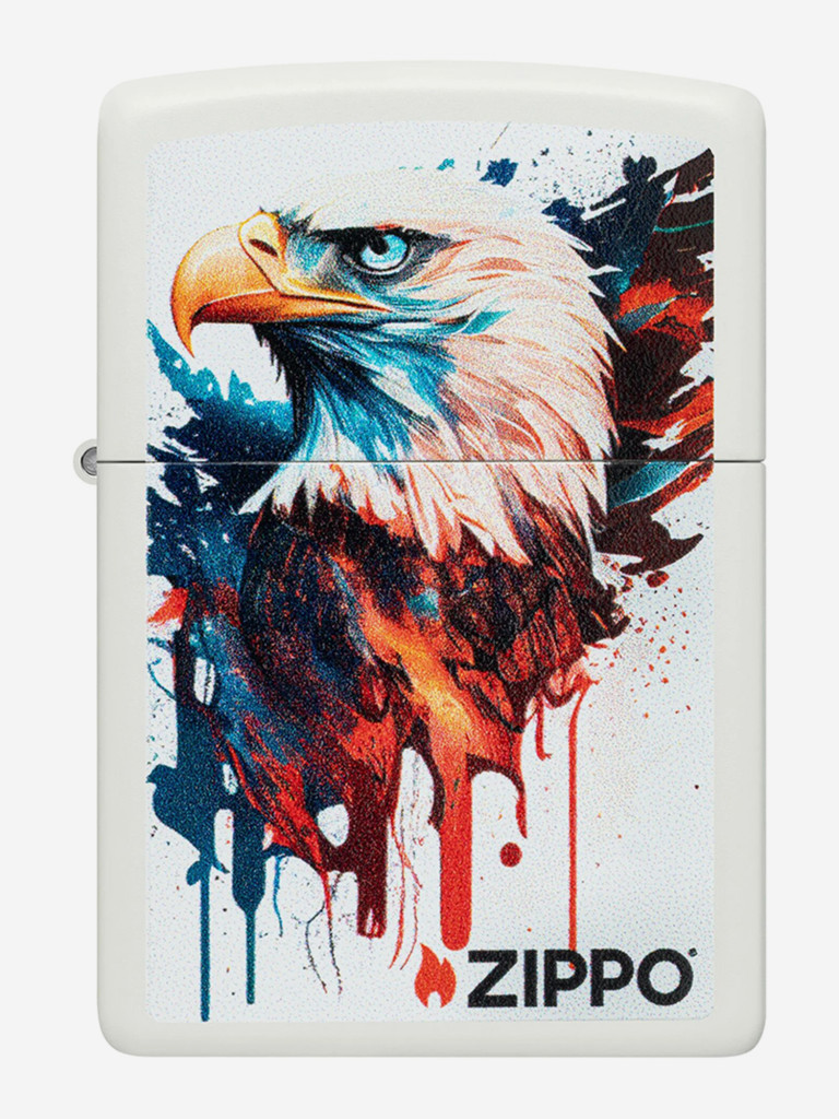 Зажигалка бензиновая ветроустойчивая Zippo Painted Eagle Design White Matte