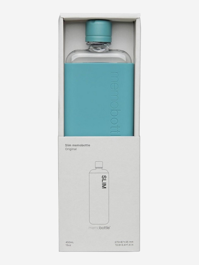 Бутылка с силиконовым чехлом Memobottle Slim, голубой