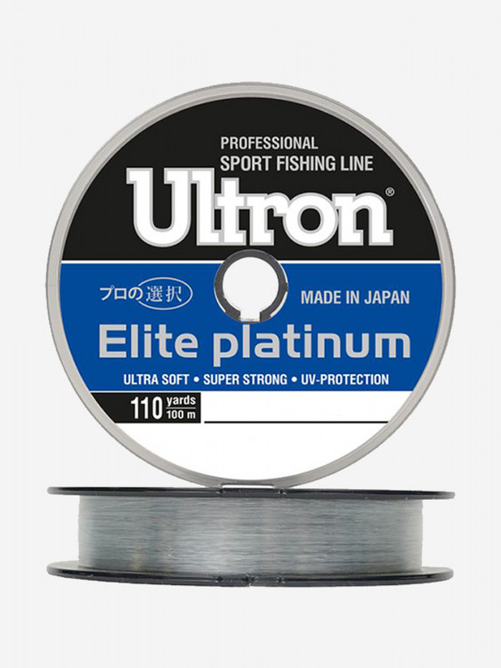 Монофильная леска для рыбалки ULTRON Elite Platinum 0,18 мм, 100 м, 4,0 кг, серебряная, 1 штука