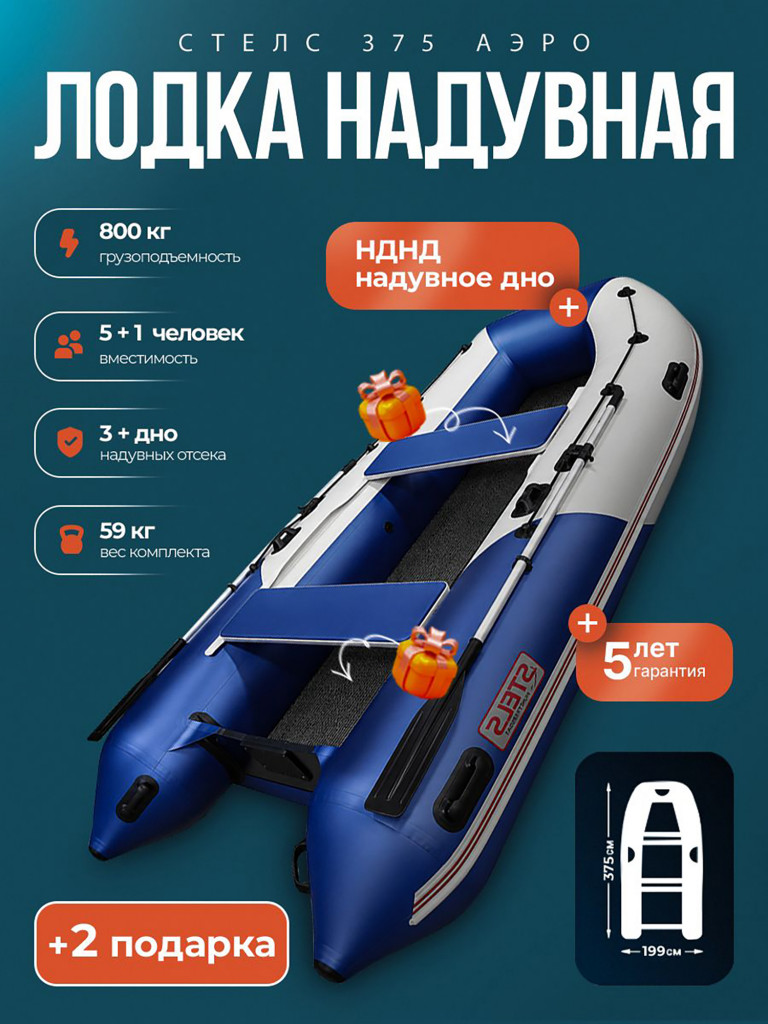 Стелс 375 Аеро син/бел (накладки и коврик)