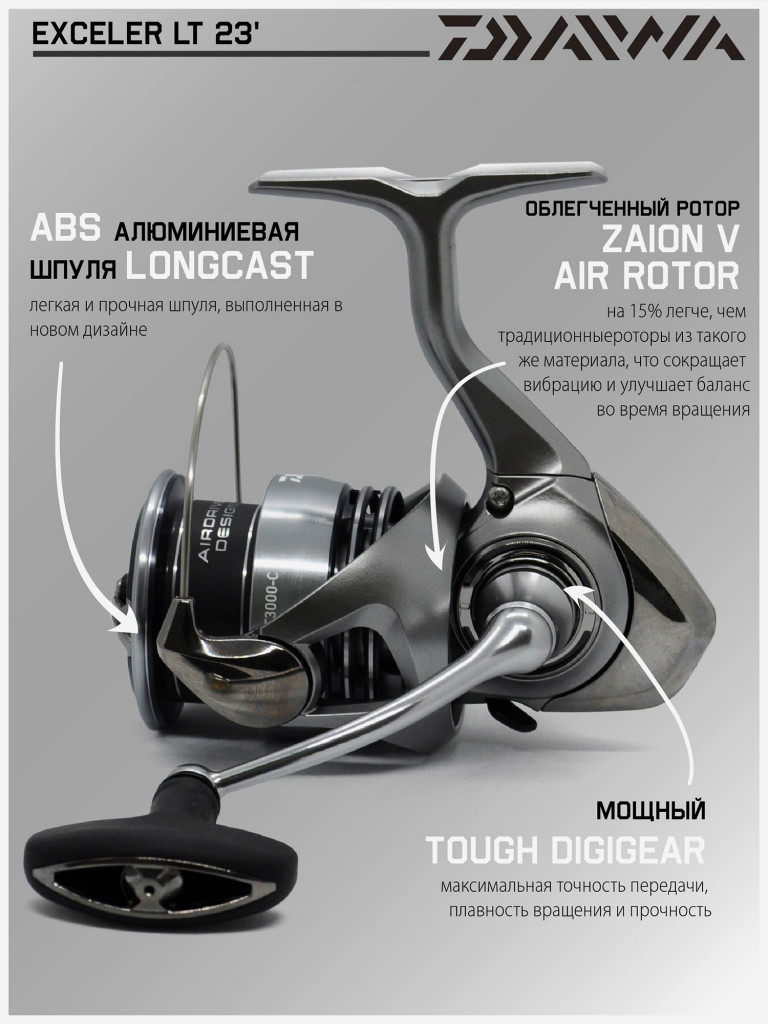 Катушка для спиннинга безынерционная Daiwa 23 Exceler LT 3000-C