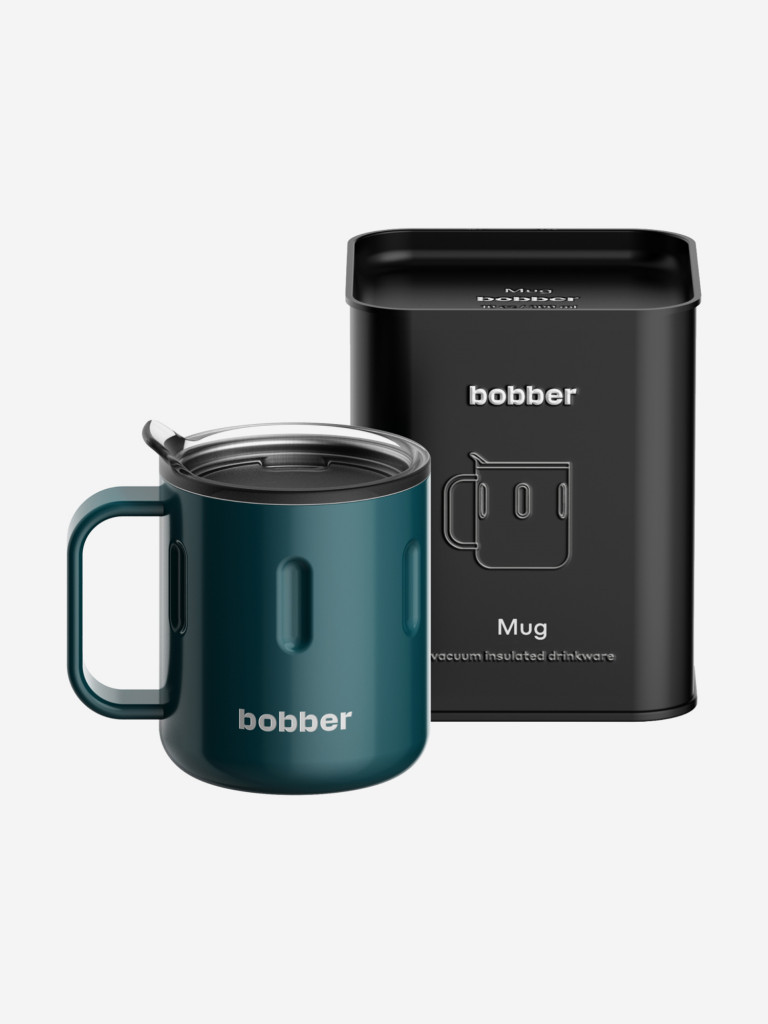 Вакуумная стальная термокружка с крышкой Bobber Mug 300 мл темно-бирюзовый тепло до 2 часов