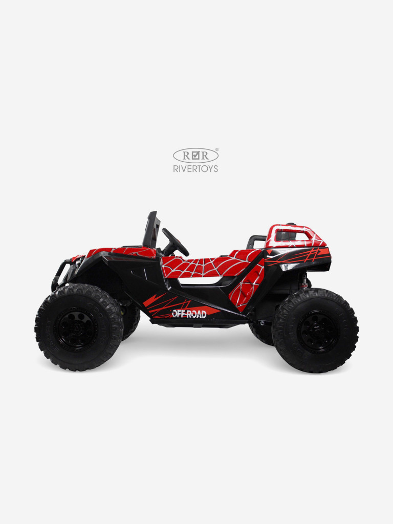 Детский электромобиль RIVERTOYS A707AA LUX NEW 4WD красный спайдер