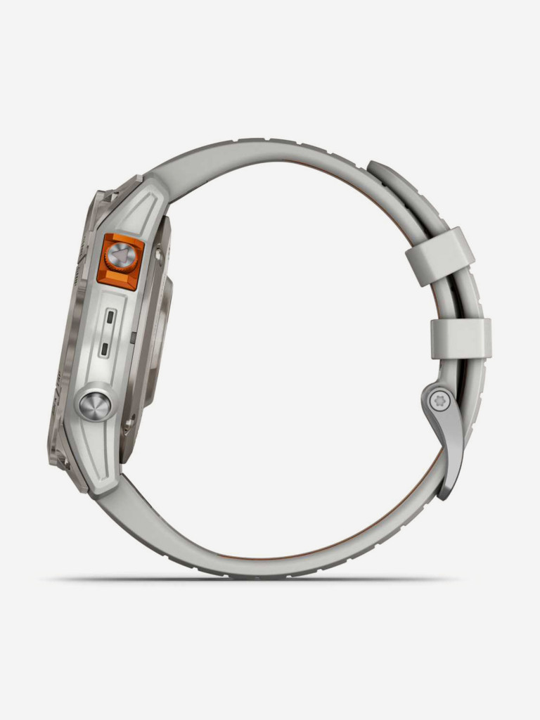 Спортивные часы GARMIN FENIX 7 PRO Sapphire Solar титановый серый с серо-оранжевым ремешком