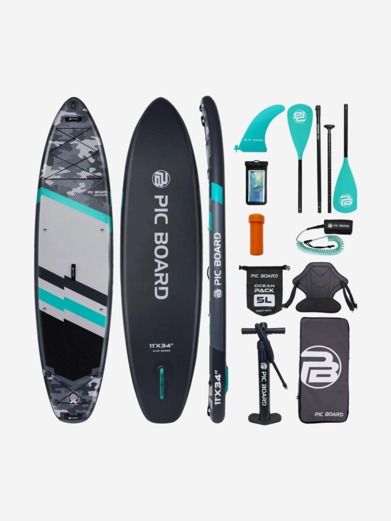 Сапборд надувной Skatinger Picboard Camouflage grey