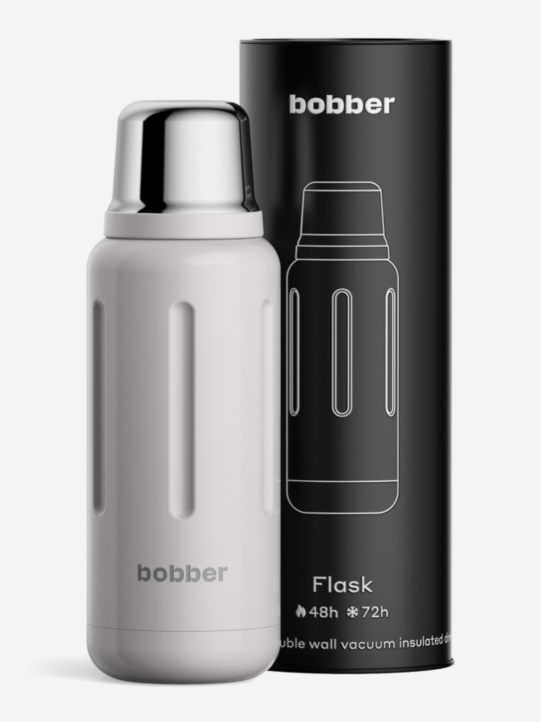 Термос вакуумный для напитков BOBBER Flask 1 литр, тепло до 48 часов, серый